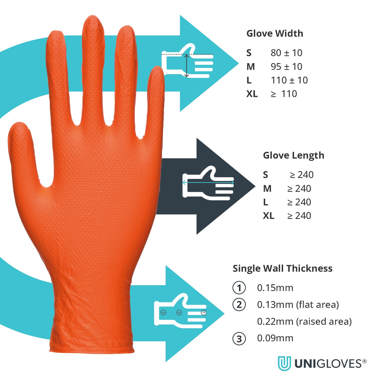 HD Orange Nitrile Gloves - Diamond Texture