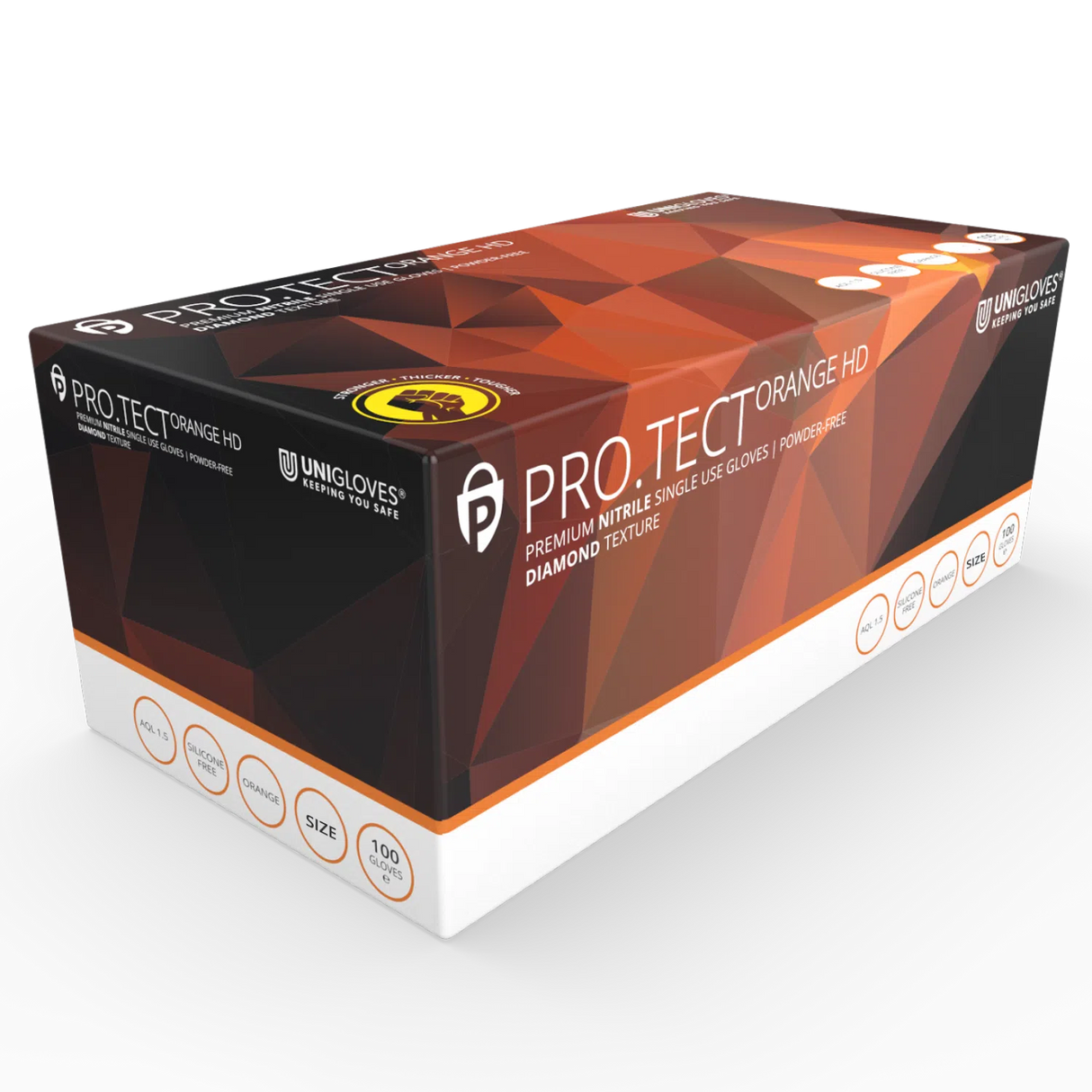 HD Orange Nitrile Gloves - Diamond Texture